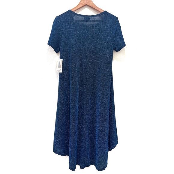 Vintage Blue Metallic Sparkle Glitter LuLaRoe Carly XS Hi Lo Tunic - Picture 4 of 7